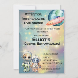 Atención Invitaciones Intergalácticas de Cumpleaño