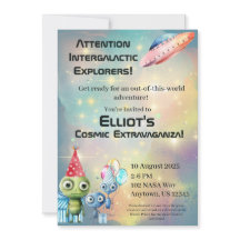 Atención Invitaciones Intergalácticas de Cumpleaño