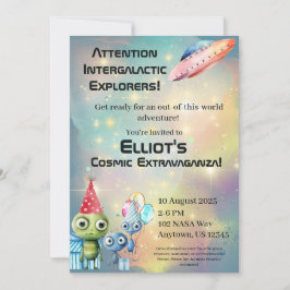Atención Invitaciones Intergalácticas de Cumpleaño