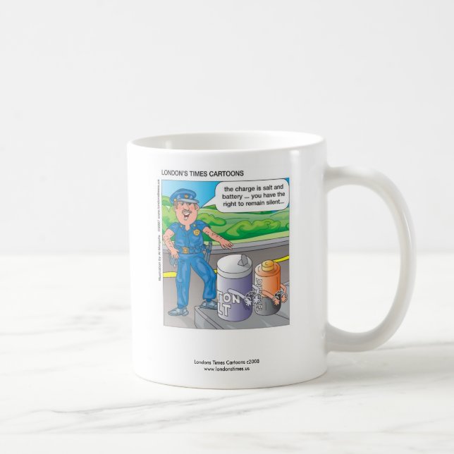 Atentado de humor policial y taza de café divertid (Derecha)