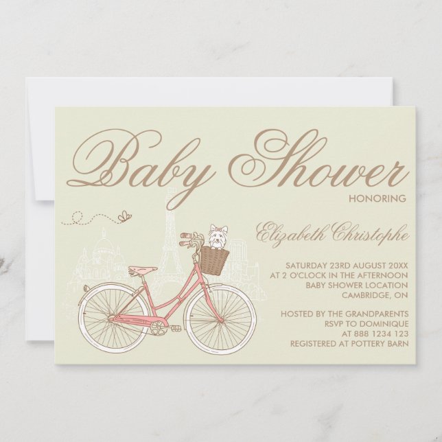Aterrador en una invitación Baby Shower a una bici (Anverso)