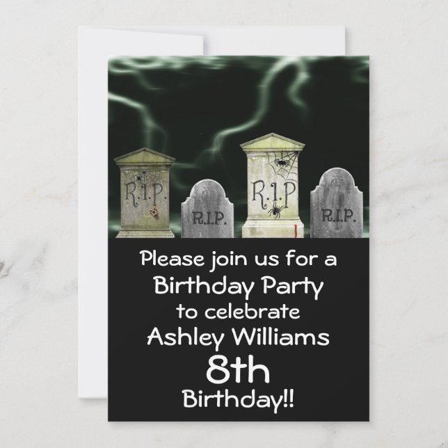 Aterradora invitación a fiesta de cumpleaños (Anverso)