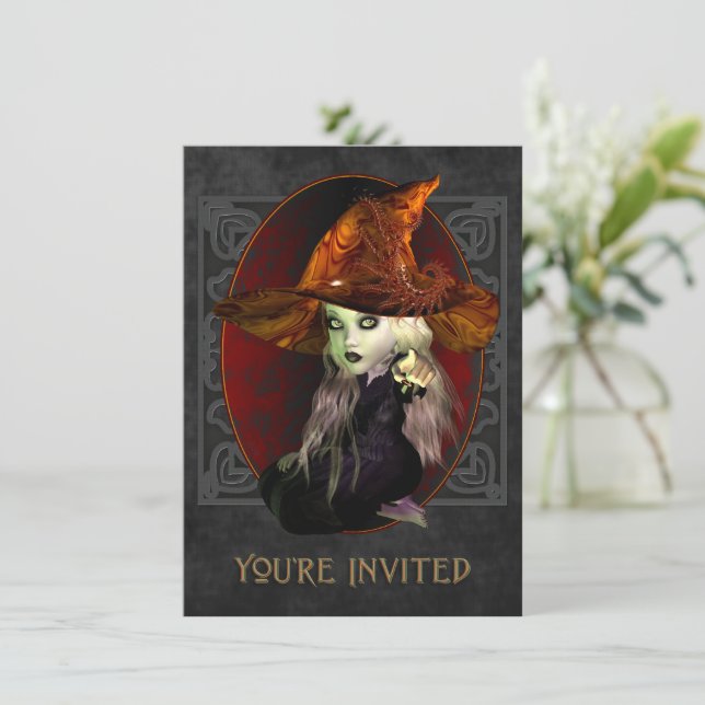 Aterradora invitación a la fiesta de Halloween (Anverso de pie)