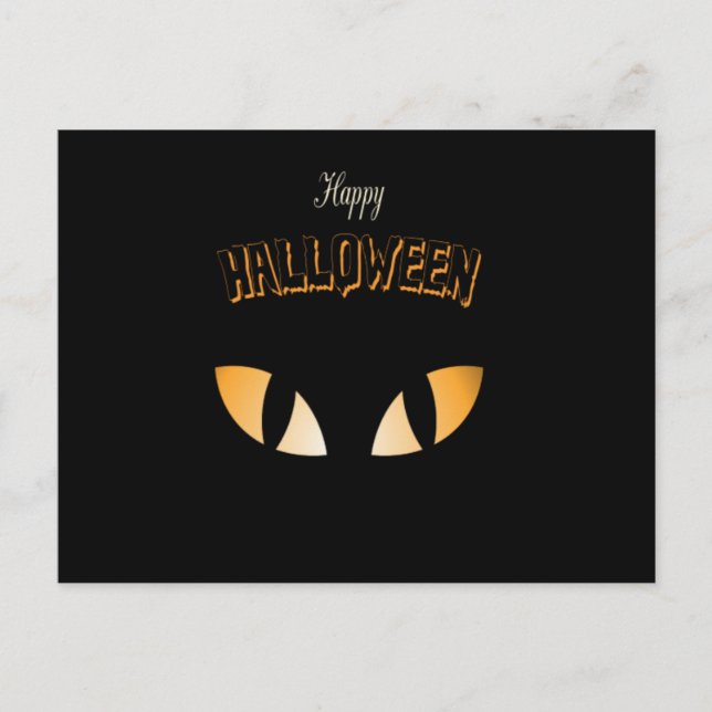 Aterradora noche de Halloween con postal de búhos (Anverso)