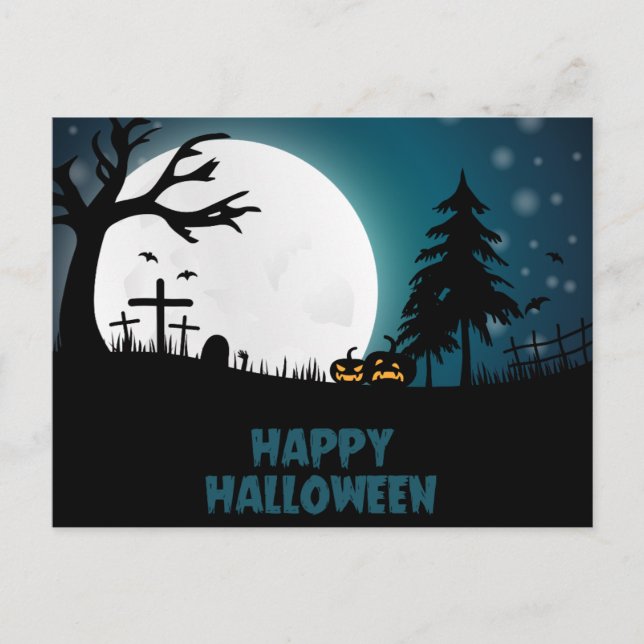 Aterradora postal nocturna de Halloween (Anverso)