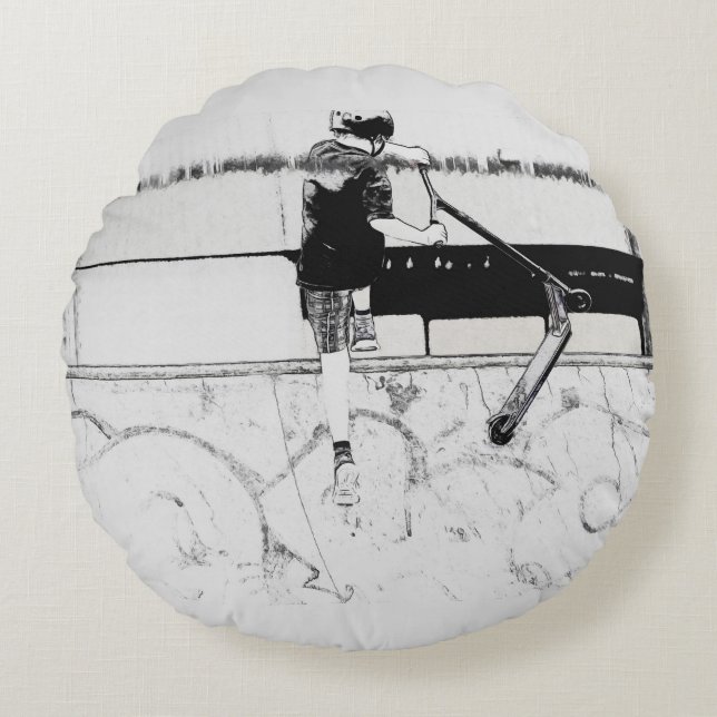 Aterrizarlo - Almohada redonda de moto de moto de  (Anverso)