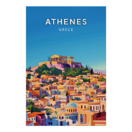 Athenes, Grece, Poster style rétro-chic