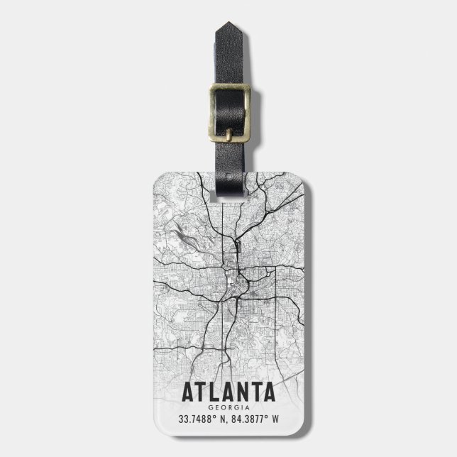 Atlanta, Georgia City Map Topografía Etiqueta de e (Frente Vertical)