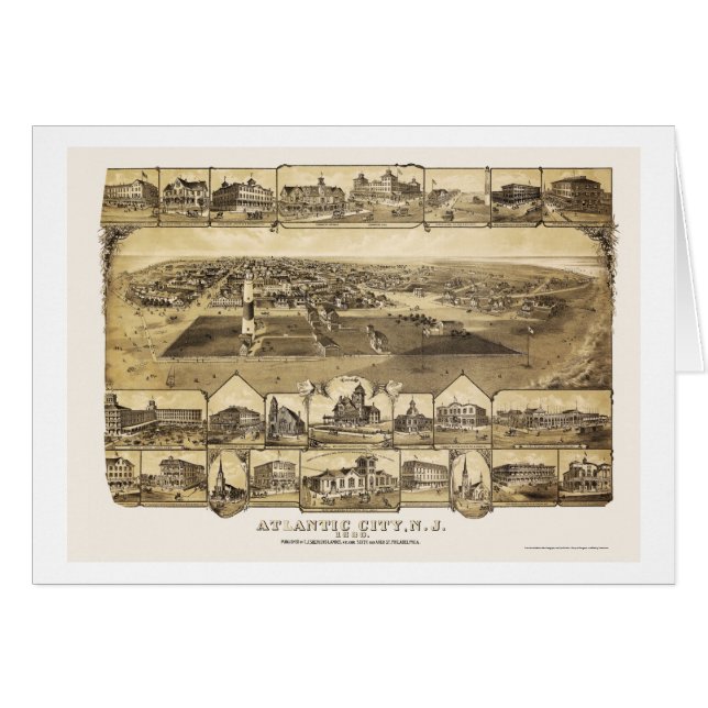 Atlantic City, mapa panorámico de NJ - 1880 (Anverso (Horizontal))