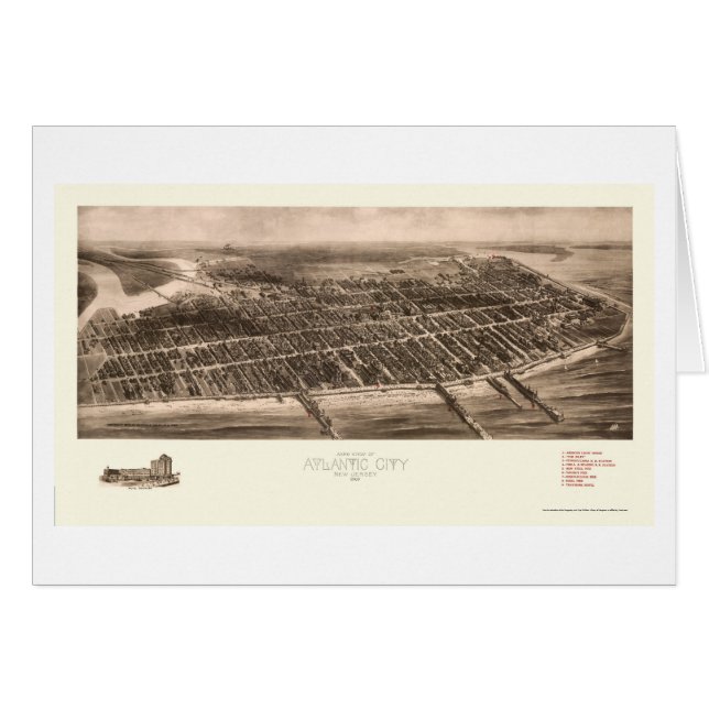 Atlantic City, mapa panorámico de NJ - 1909 (Anverso (Horizontal))