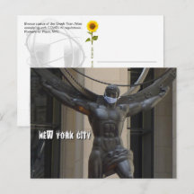 Atlas con mascarilla - Tarjeta postal H de NYC