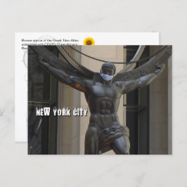 Atlas llevando máscara facial - postal de NYC H