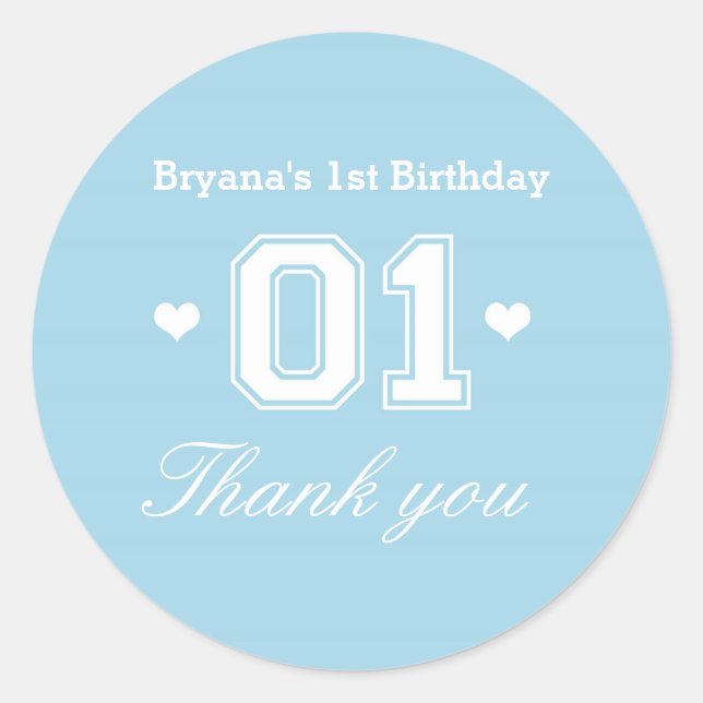 Atletismo azul 01 Primer cumpleaños Pegatinas de B (Anverso)