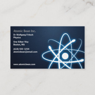 Átomo - tarjeta de visita azul del científico