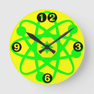 Átomos y reloj de pared de los electrones