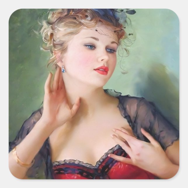 Atractiva dama Pegatina (Anverso)