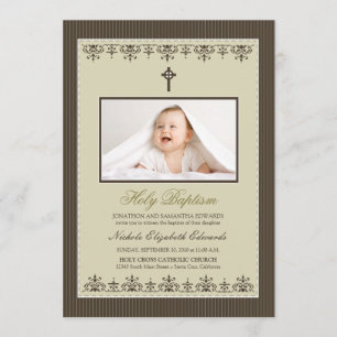 Atractiva invitación al bautismo tapupe de 5 x 7" 