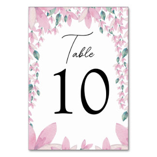 Atractiva tarjeta de número de mesa de Wisteria Ro