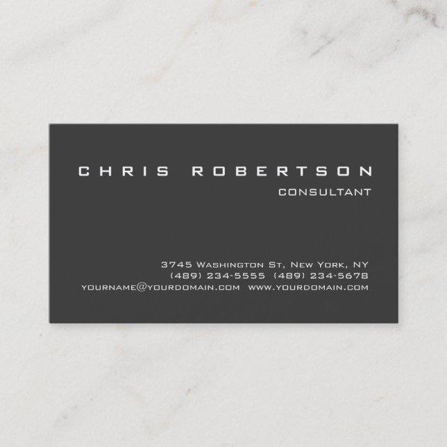 Atractiva tarjeta de visita con encanto gris blanc (Anverso)