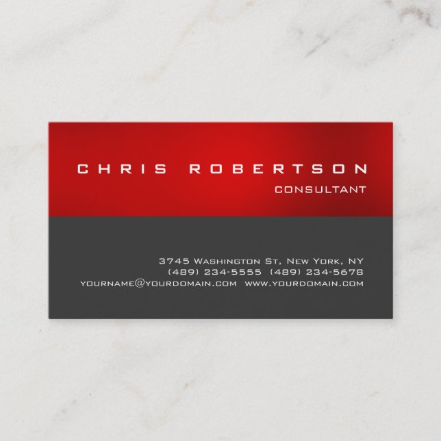 Atractiva tarjeta de visita con encanto gris rojo  (Anverso)