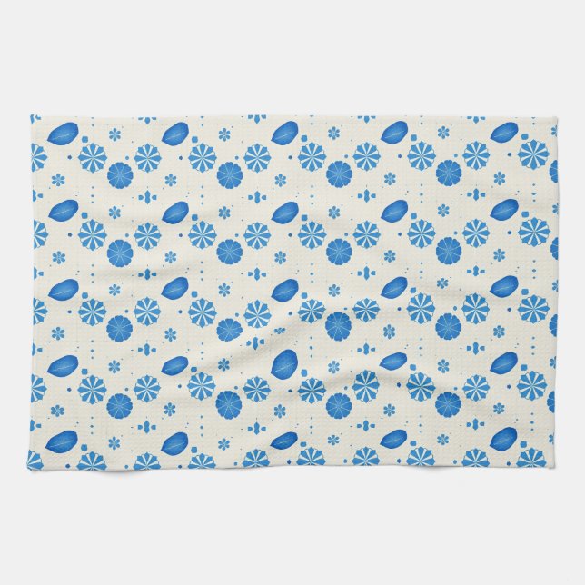 Atractiva toalla de té con estampado azul (Horizontal)