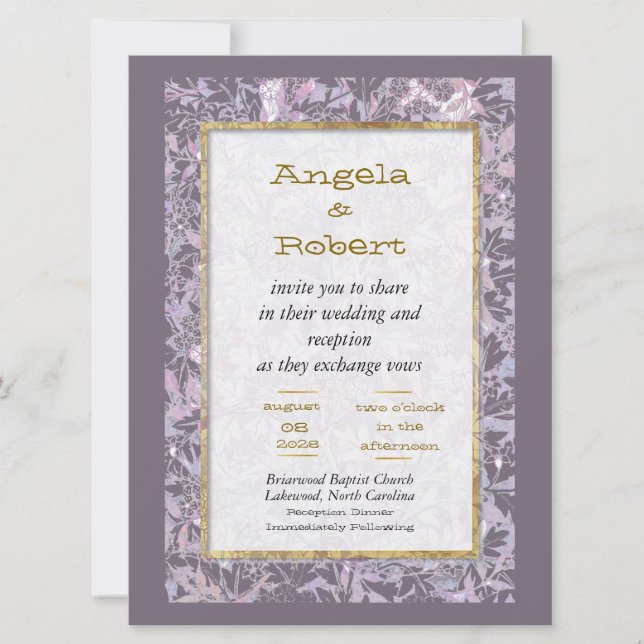 Atractivo Invitación a la Boda Floral Mauve (Anverso)