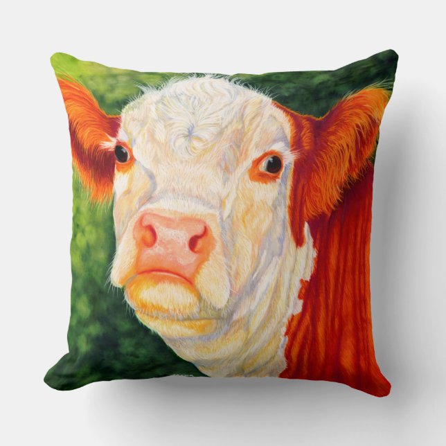 Atractivo la almohada feliz de la vaca de la (Anverso)