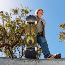 Atrapando skateboard de lobo amarillo
