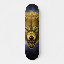 Atrapando skateboard de lobo amarillo
