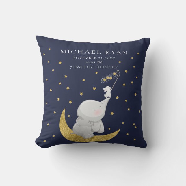 Atrapar una almohada con las estadísticas del bebé (Anverso)