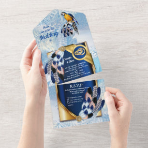 Atrapasueños Azul Todo en Uno Invitación de Boda