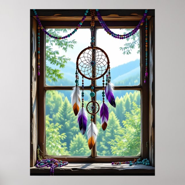 Atrapasueños en ventana | Arte Boho (Frente)