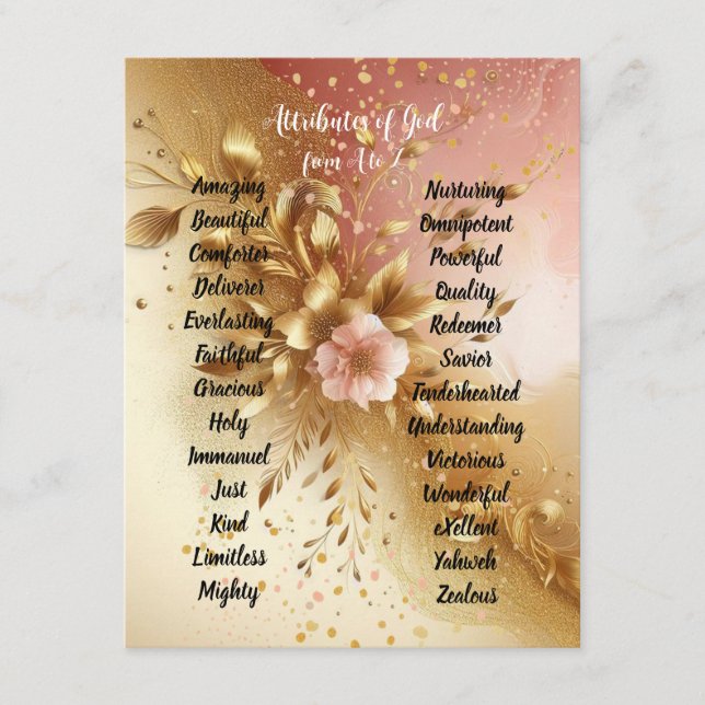 Atributos de Dios de la Tarjeta de Gabinete de A a (Anverso)