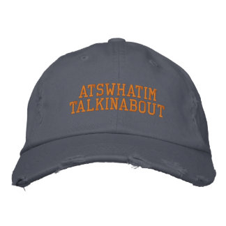 ATSWHATIMTALKINABN Gorra de Chino azul y Naranja