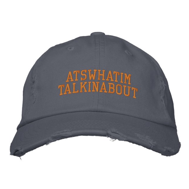 ATSWHATIMTALKINABN Gorra de Chino azul y Naranja (Anverso)