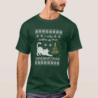 Atún y Navidad – Gato Pixel Camiseta Fea de Navida