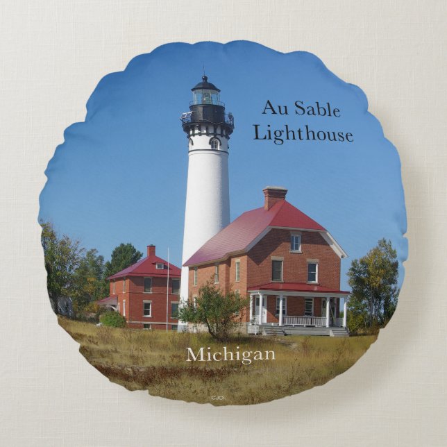 Au Sable Point Lighthouse almohada redonda (Anverso)