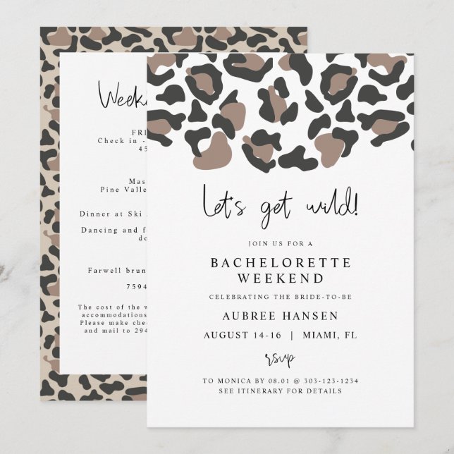 AUBREE Leopard Print Wild Bachelorette Itinerary (Anverso / Reverso)