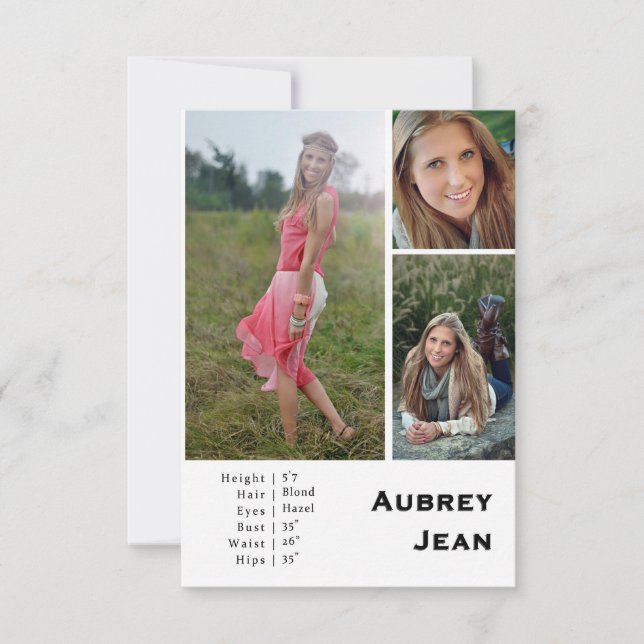 Aubrey Jean Comp Card | Diseño Uno (Anverso)