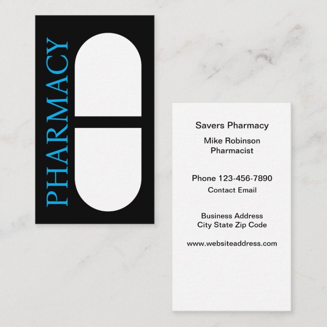 Audaces tarjetas de negocios de farmacia simple y  (Anverso / Reverso)