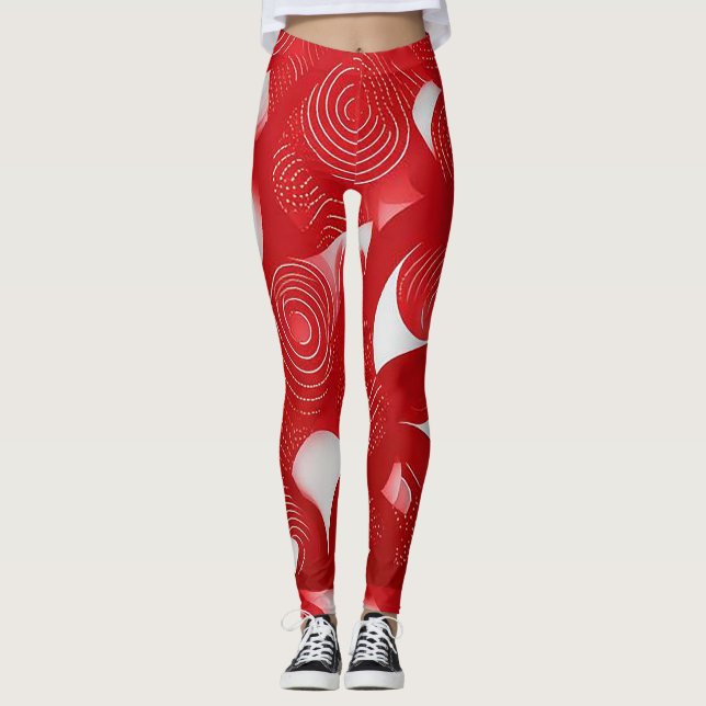 Audaces y Dinámicas: Leggings Abstractas Rojas y B (Anverso)