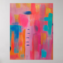 Audaz arte abstracto en rosa y azul