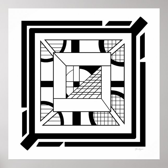 Audaz arte de línea de resumen geométrico blanco n (Frente)