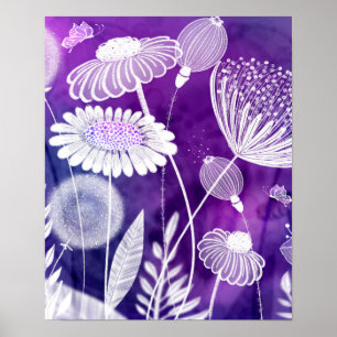 Audaz arte violeta morado y salvaje de las flores
