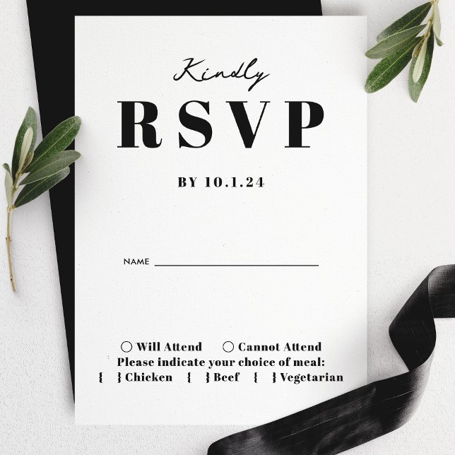 Audaz Boda Minimalista moderno Kindly RSVP Card (Subido por el creador)
