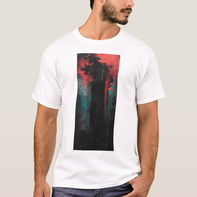 Audaz camiseta de arte negro y rojo abstracto (Anverso)
