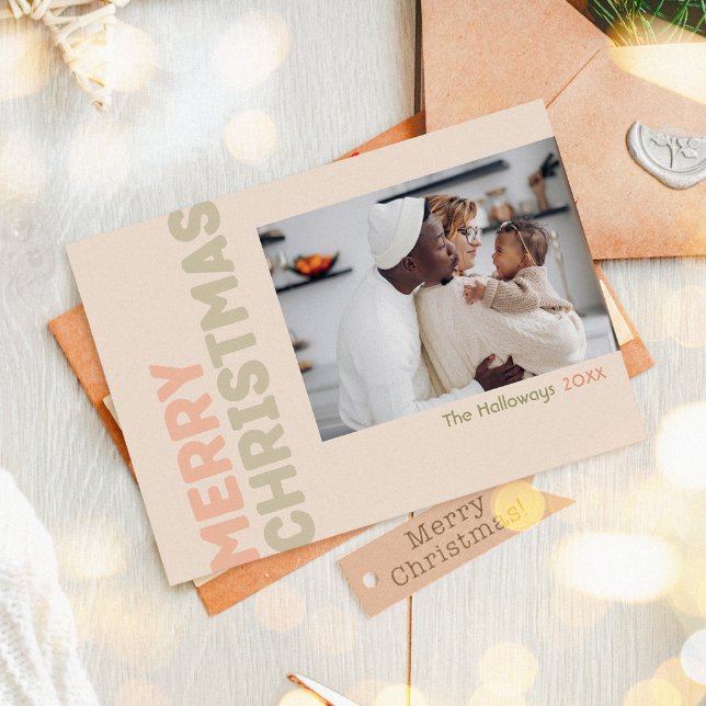 Audaz Coral Moderno Feliz Navidad Cuatro Fotografí (Subido por el creador)