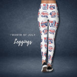 Audaz cuarto de julio de la tipografía Leggings<br><div class="desc">Celebrar el Día de la Independencia con estilo con estas vibrantes leggings blancas cubiertas de tipografía patriótica. Con frases icónicas como "Feliz 4 de julio" y "Tierra de los Libres" junto con símbolos clásicos de la Americana como la Estatua de la Libertad y las estrellas, estas leyendas son perfectas para...</div>