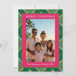 Audaz Foto de Navidad con Cuadros Rosa y Verde