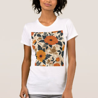 Audaz geometría floral camiseta femenina
